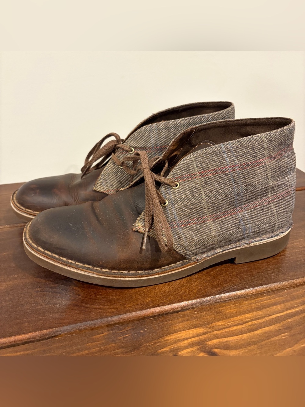 Clarks Men Bushacre 2 Dress Chukka Boots Size US 9M Brown Tweed Leather